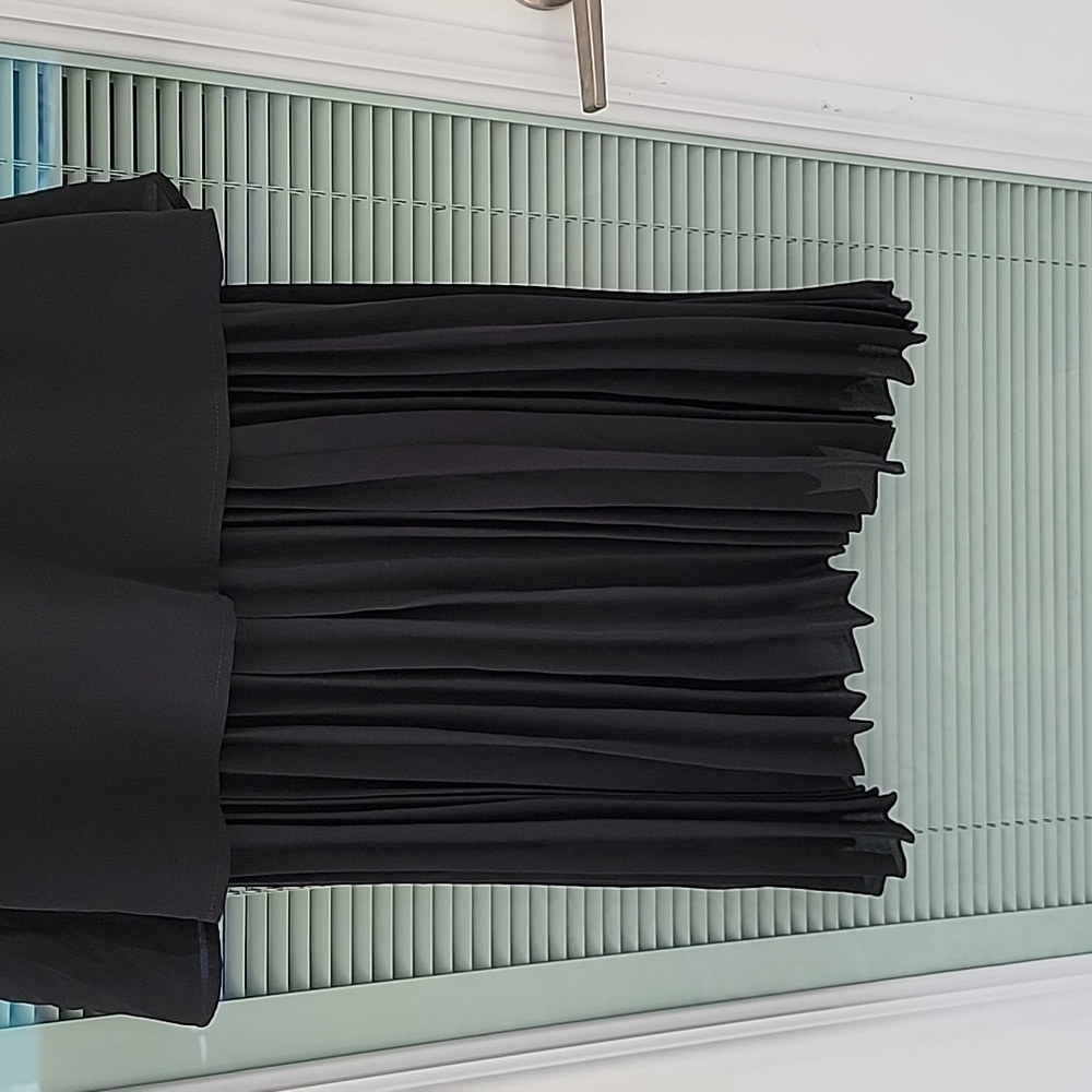 Elodie Black Chiffon Pleated Dress Sz M - Picture 8 of 11